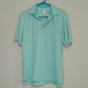 Johnnie O Performance Polo - Mens Small - Mint Green w/ White stripes